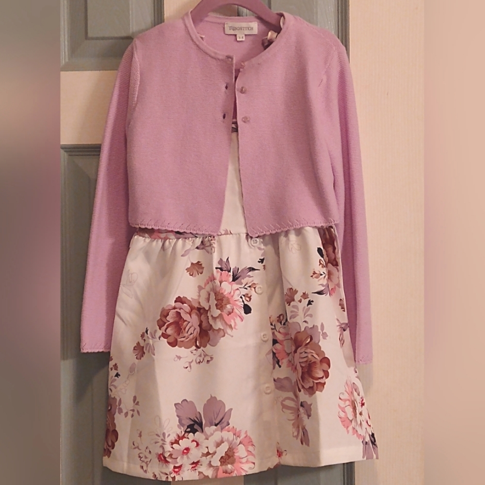 Younger Tree Floral Toddler Dress With Sweater